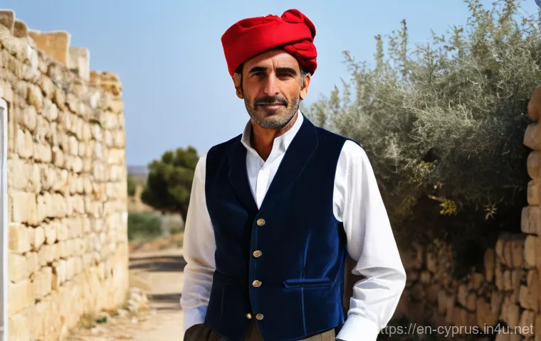 키프로스의 전통 의상 - **A Cypriot Woman in a "Sayia" (Karpasia Style)**
    A dignified young Cypriot woman, mid-shot, sta...