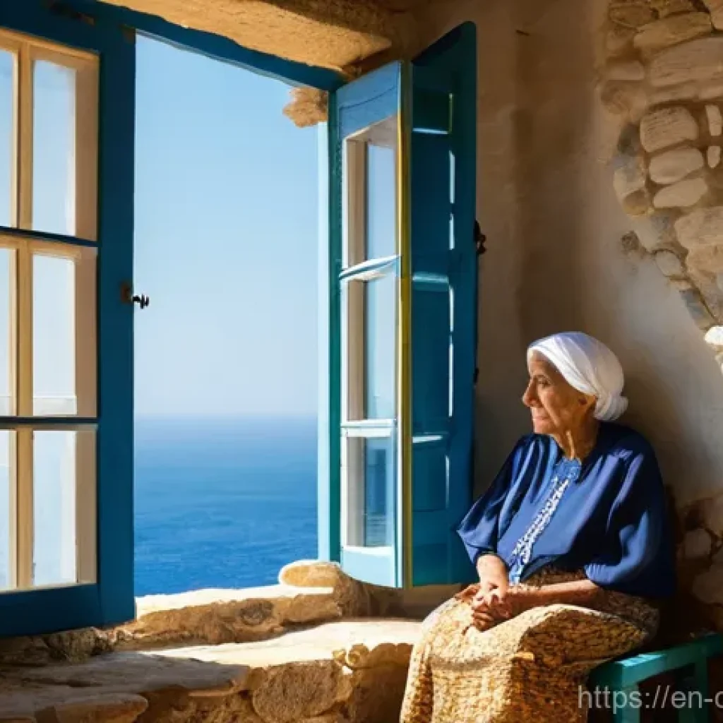 키프로스 출신 영화 감독 - **A Contemplative Cypriot Elder by the Sea:**
    Generate an image of a serene elderly Cypriot woma...