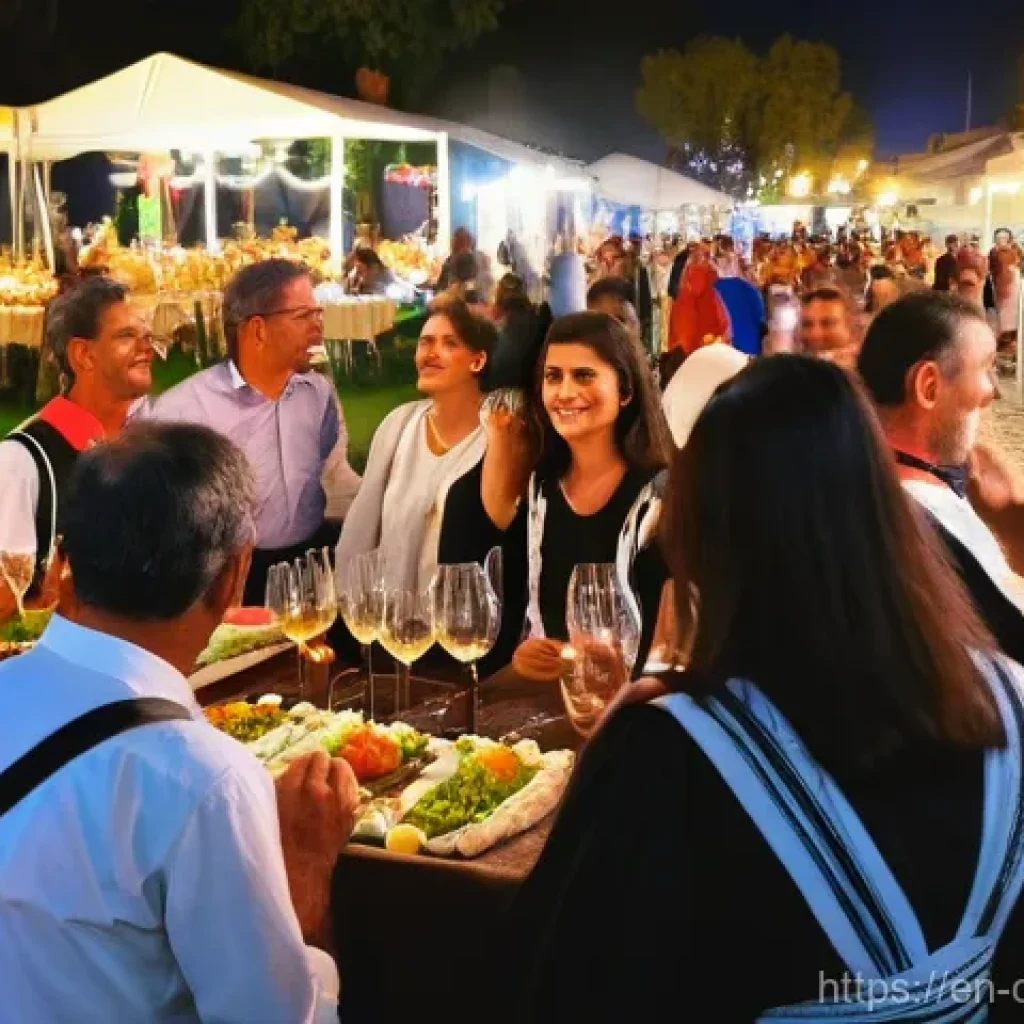 키프로스의 여름 축제 - **Limassol Wine Festival Evening Scene:** "A vibrant, beautifully lit evening scene at the Limassol ...