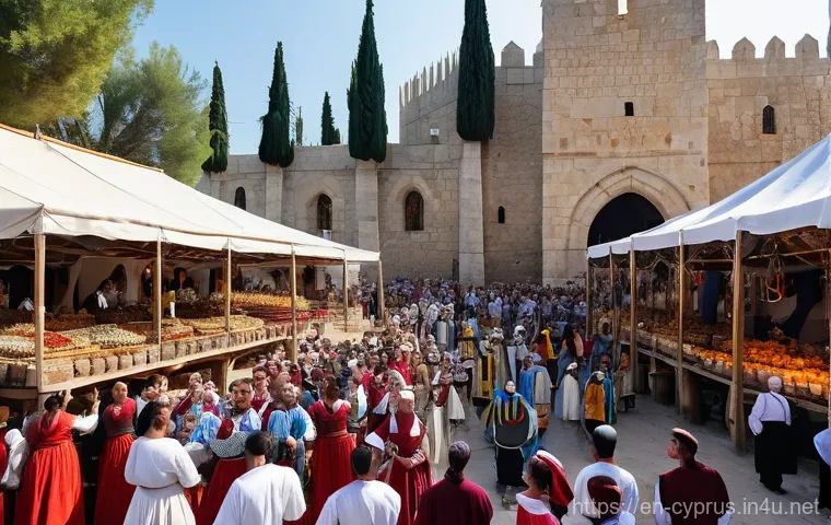 키프로스의 여름 축제 - **Kataklysmos Festival Water Fun:** "A lively, sunny daytime scene at a coastal town in Cyprus durin...