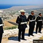 키프로스에서 발생한 주요 사건 - A detailed historical scene depicting British colonial administrators overseeing Cyprus in the late ...